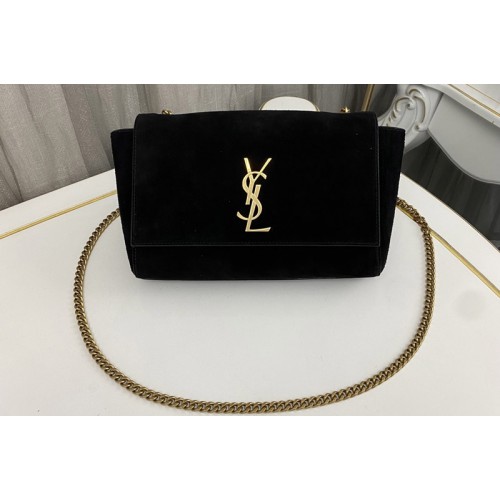 YSL Kate Small SUPPLE REVERSIBLE Chain bag in Black Suede and Leather