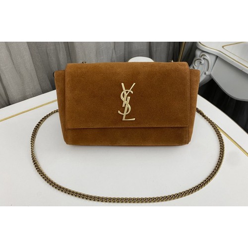 YSL Kate Small SUPPLE REVERSIBLE Chain bag in Brown Suede and Leather