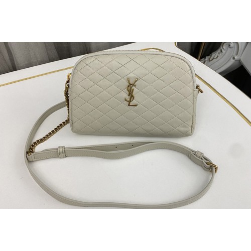 YSL GABY CHAIN POUCH IN White QUILTED LAMBSKIN
