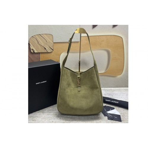 YSL LE 5 À 7 SUPPLE Large bag IN Green Suede