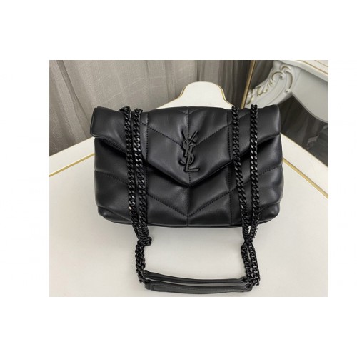 YSL TOY PUFFER Bag IN Black LEATHER With Black Buckle
