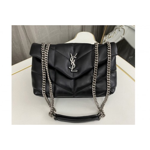 YSL TOY PUFFER Bag IN Black LEATHER With Silver Buckle