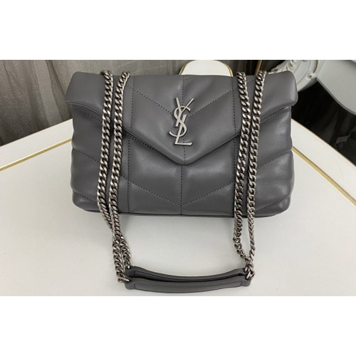 YSL TOY PUFFER bag IN Gray SHINY GRAINED LEATHER YSL TOY PUFFER bag IN Gray SHINY GRAINED LEATHER