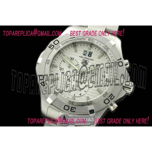 Tag Heuer AquaRacer 300m SS/SS White Swiss Qtz 1/10 Chrono