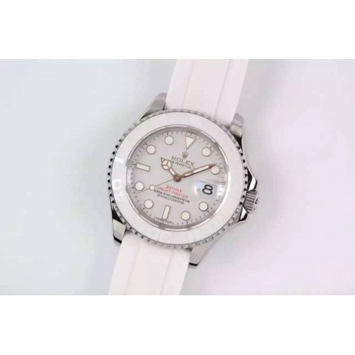 Rolex Yacht-Master SS Baymax Silver Dial on Brown Leather Strap A2824