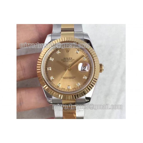 Rolex Date Just II 41mm SS/YG YG Dial Diamonds Marker on SS/YG Bracelet A3136 Rolex Date Just II 41mm SS/YG YG Dial Diamonds Marker on SS/YG Bracelet A3136