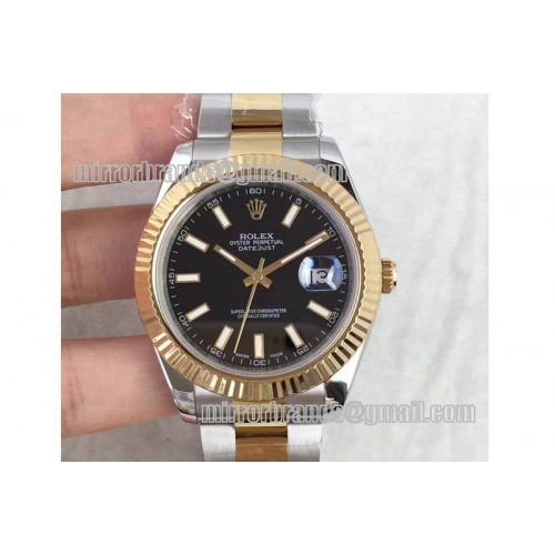 Rolex Date Just II 41mm SS/YG Black Dial Lumed Marker on SS/YG Bracelet A3136 Rolex Date Just II 41mm SS/YG Black Dial Lumed Marker on SS/YG Bracelet A3136