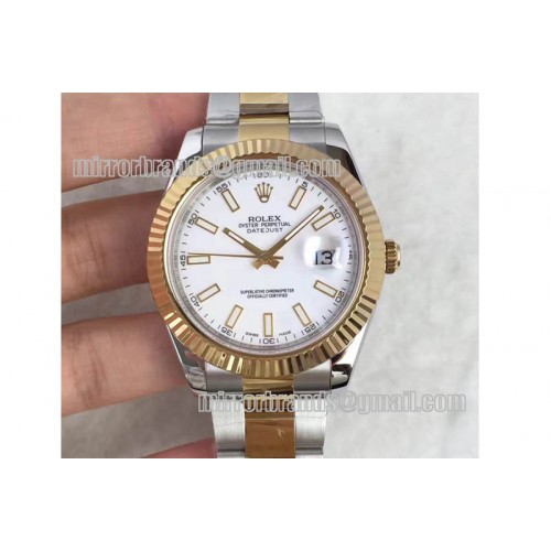 Rolex Date Just II 41mm SS/YG White Dial Lumed Marker on SS/YG Bracelet A3136 Rolex Date Just II 41mm SS/YG White Dial Lumed Marker on SS/YG Bracelet A3136