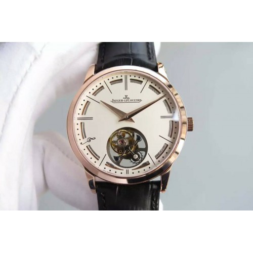 Vacheron Constantin Master Ultra Thin Tourbillon RG White Dial on Black Leather Strap