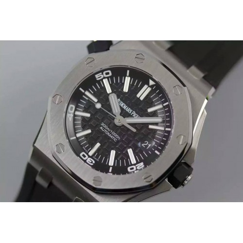 Audemars Piguet Royal Oak Offshore Diver 15710 JF Best Edition on Black Leather Strap A3120