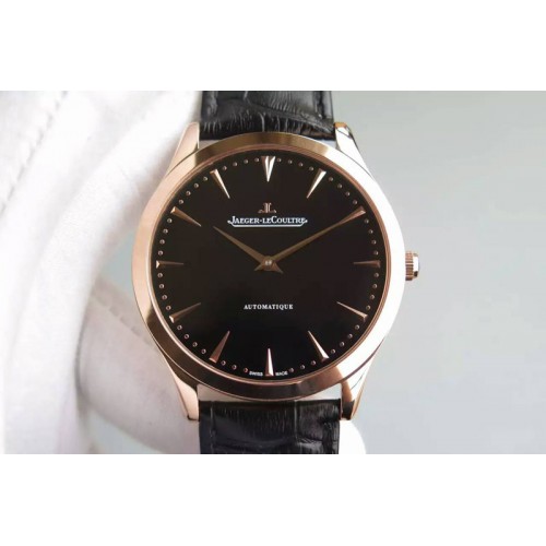 Jaeger-LeCoultre Master Ultra Thin RG Black Dial on Black Leather Strap A898