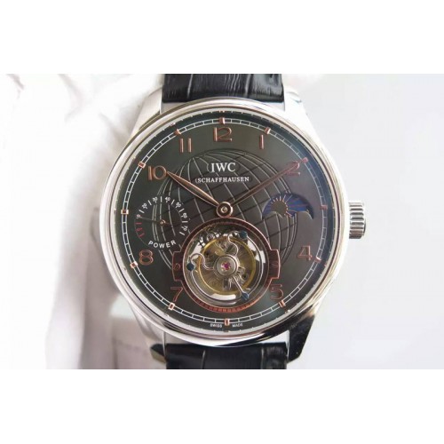 IWC Tourbillon Moonphase/Power Reserve SS/LE Gold Marker Black Dial