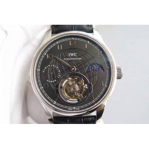 IWC Tourbillon Moonphase/Power Reserve SS/LE SS Marker Black Dial