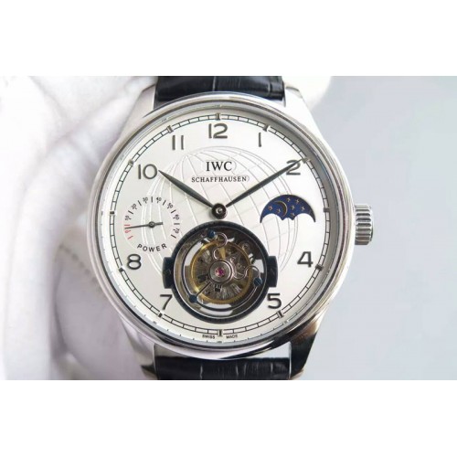 IWC Tourbillon Moonphase/Power Reserve SS/LE SS Marker White Dial