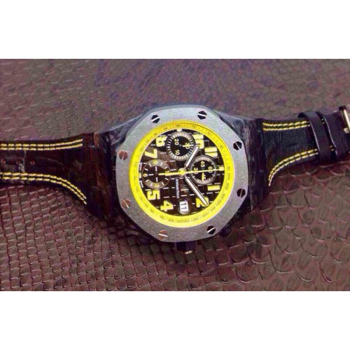 Audemars Piguet Royal Oak Offshore Bumble Bee Forged Carbon Best Edition on Leather Strap A7750