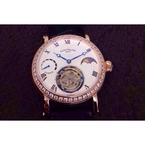 Patek Philippe Classic Tourbillon Moonphase/PR RG/LE Diamond Bezel White Patek Philippe Classic Tourbillon Moonphase/PR RG/LE Diamond Bezel White
