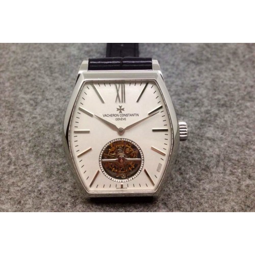 Vacheron Constantin Malte Tourbillon SS White Dial on Black Croco Leather Strap