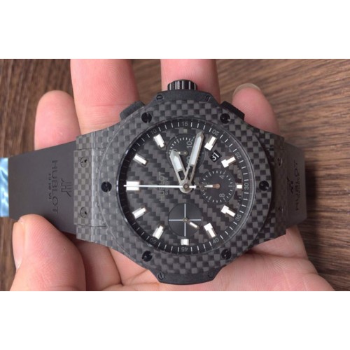 Hublot Big Bang 44mm Full Carbon Fiber CF Dial White Markers/Hands on Black Rubber Strap HUB4104