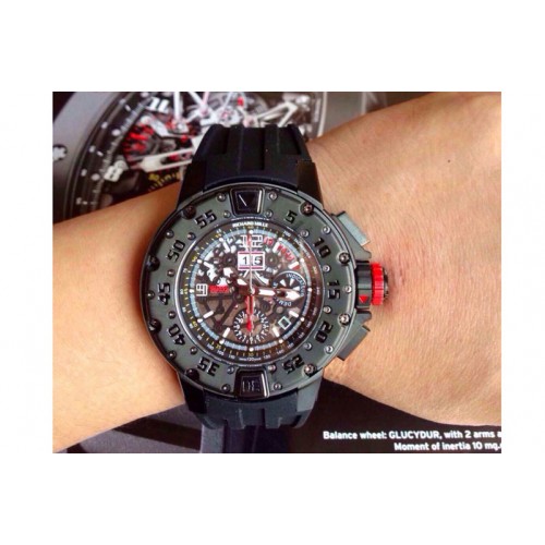 Richard Mille RM032 47mm PVD Skeleton Dial on Black Rubber Strap A7750 Richard Mille RM032 47mm PVD Skeleton Dial on Black Rubber Strap A7750