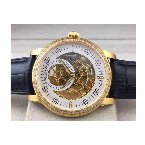 Patek Philippe Calastrava Skeleton YG/LE Diamond Bezel White A2824 Patek Philippe Calastrava Skeleton YG/LE Diamond Bezel White A2824