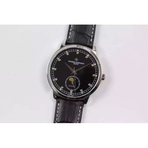 Vacheron Constantin Moonphase 81180 SS/LE Black Dials Diamond Marker Cal.2450SC