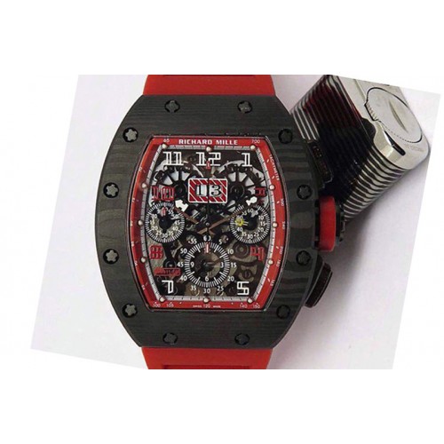 Richard Mille RM011-FM (Felipe Massa) Forged Carbon Flyback Chrono SS Skeleton Dial Asian 7750 Red Richard Mille RM011-FM (Felipe Massa) Forged Carbon Flyback Chrono SS Skeleton Dial Asian 7750 Red