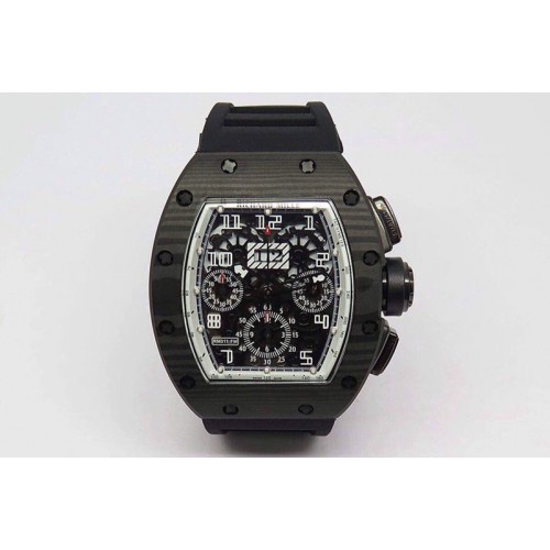 Richard Mille RM011-FM (Felipe Massa) Forged Carbon Flyback Chrono SS Skeleton Dial Asian 7750 Black