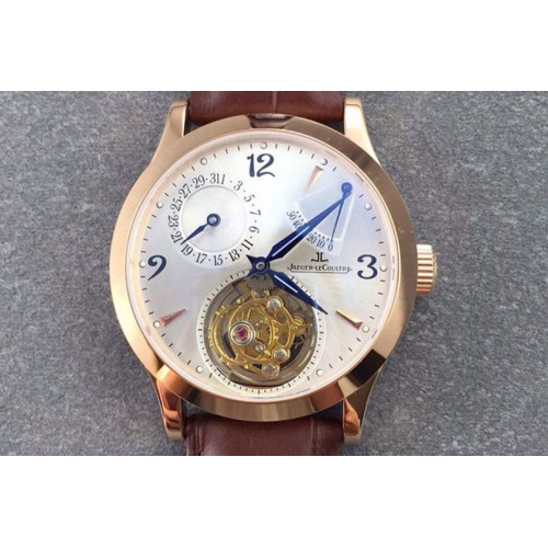 Jaeger-LeCoultre Master Tourbillon Power Reserve Day Date Rose Gold Silver Dial