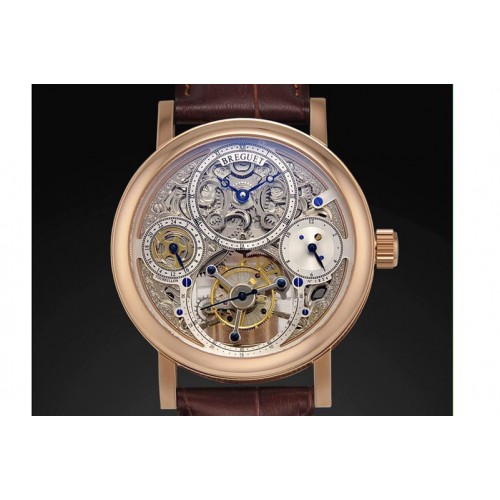 24K Gold Wrapped Breguet Jubilee Calender Tourbillon RG/LE Skeleton Flying Tourbillon Watches