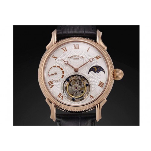 24K Gold Wrapped Patek Philippe Classic Tourbillon Moonphase/PR RG/LE White
