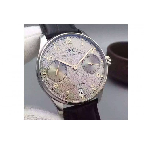IWC Portuguese Real PR SS IW5001 YLF Best Edition Gray Textured Dial on Black Leather Strap A52010 IWC Portuguese Real PR SS IW5001 YLF Best Edition Gray Textured Dial on Black Leather Strap A52010