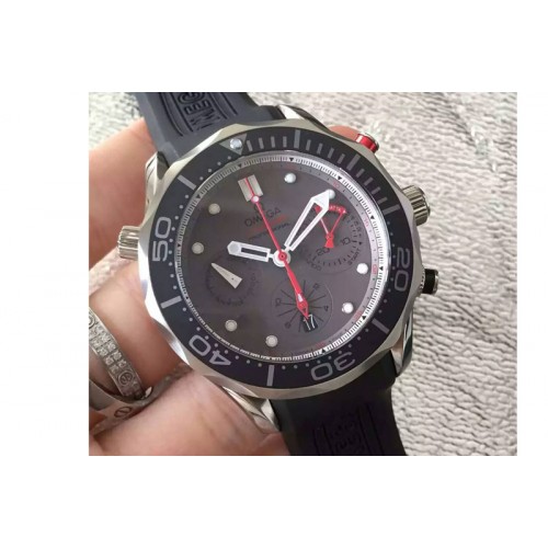 Omega Seamaster 300m Diver ETNZ Regatta Co-Axial Chronograph SS Gray Dial on Rubber Band A7753