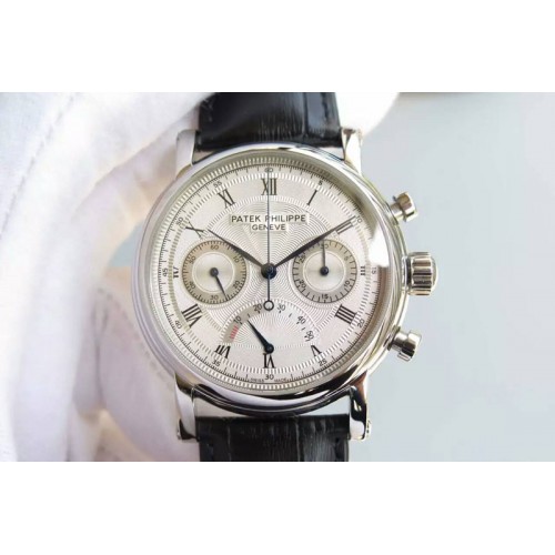 Patek Philippe Calatrava Hand-winding Power Reserve Chronograph SS White Dial