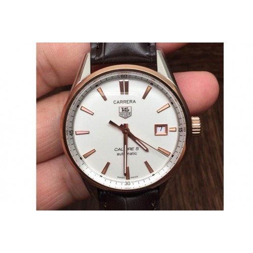 Tag Heuer Carrera Calibre 5 RG Bezel RG/LE White Dial