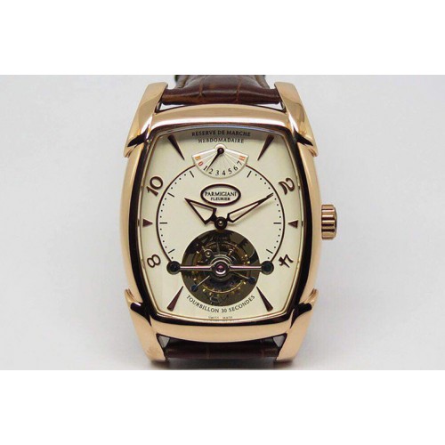 Luxury Parmigiani Fleurier Forma XL Hebdomadarie Tourbillon RG/LE Wht Tourbillon