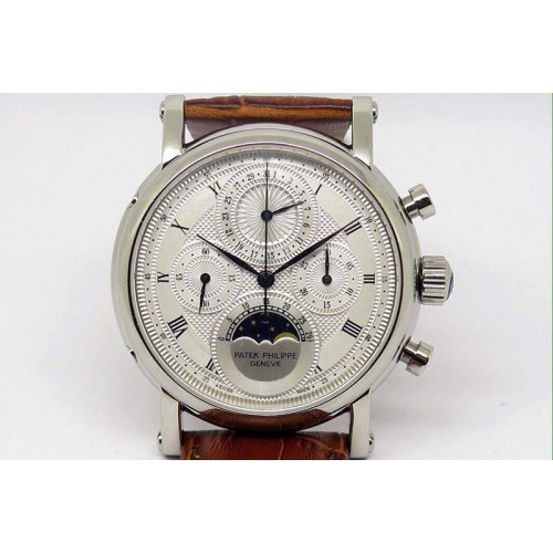 Patek philippe SS Chrono/Calender/Moon Phase White Working M/Chrono