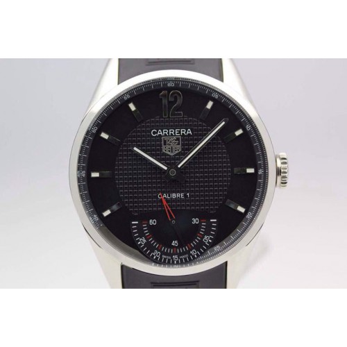 Tag Heuer Carrera Calibre 1 SS Black Dial on Black Rubber Strap A23J