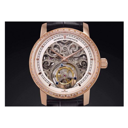 24K Gold Wrapped Vacheron Constantin Skeleton Tourbillon RG/LE White Dail