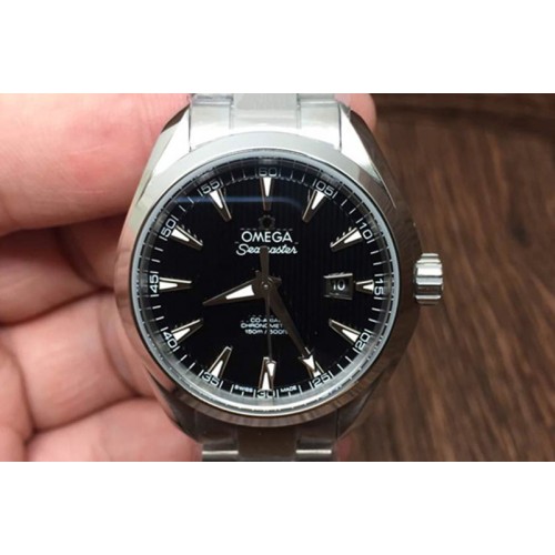 Omega Aqua Terra Ladies SS V6F Black Textured Dial on SS Bracelet A8520