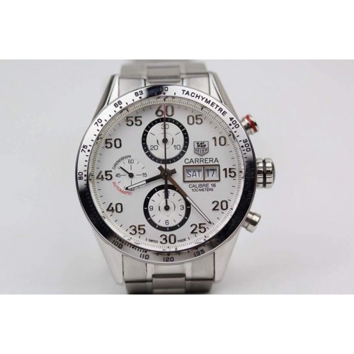 Tag Heuer Carrera Calibre 16 Chronograph White on Bracelet A7750
