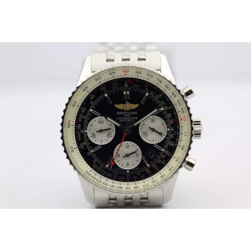 Breitling Navitimer 01 1:1 SS Black Dial on SS Bracelet A7750