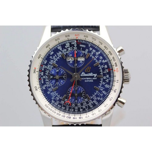 Breitling Datora Montbrillant Chrono SS JF 1:1 Best Edition Blue Dial on Blue Leather Strap A7751 Breitling Datora Montbrillant Chrono SS JF 1:1 Best Edition Blue Dial on Blue Leather Strap A7751