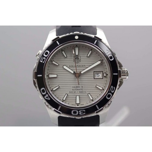 Tag Heuer Aquaracer Calibre 5 SS 1:1 Gray Dial on Black Rubber Strap A2824