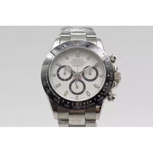 Rolex Daytona 2016 BP Ceramic Bezel White Dial on SS Bracelet A7750