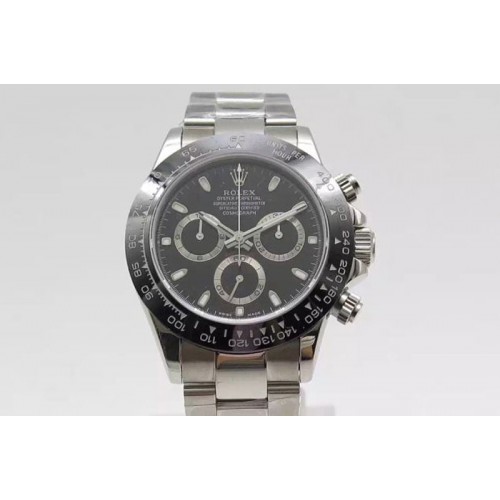 Rolex Daytona 2016 BP Ceramic Bezel Black Dial on SS Bracelet A7750