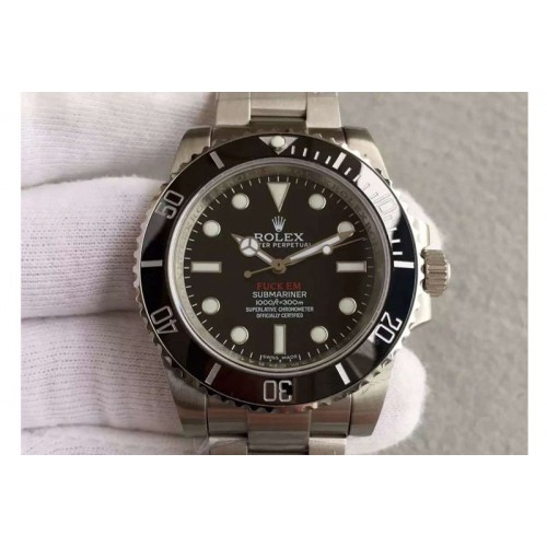 Rolex 2016 Submariner 'FUCK' EN Black Ceramic V6S A2836 1:1 Noob Best Edition