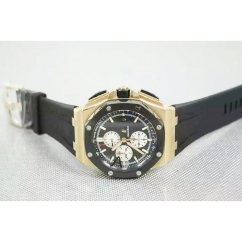 Audemars Piguet Royal Oak Offshore Black Theme Noob 1:1 Best Edition Full Paved Diamonds on Black Leather Strap A7750