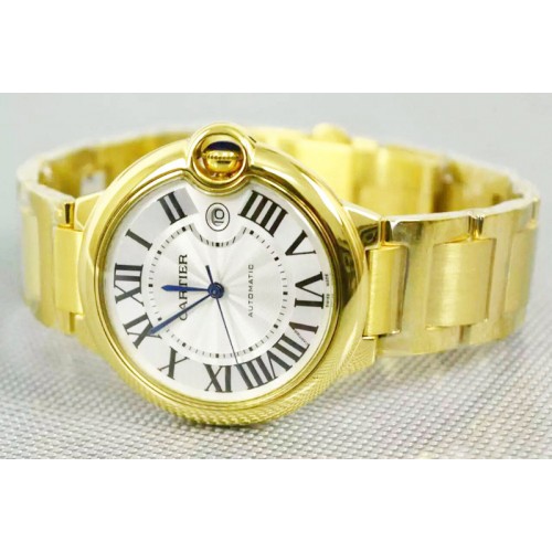 Cartier Ballon Bleu 42mm 18K Yellow Gold Wrapped White Texture Dial MIYOTA9015