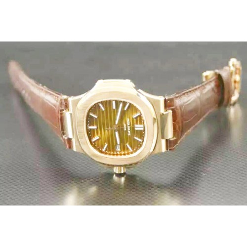 Patek Philippe Nautilus Jumbo 5711 18K Rose Gold Wrapped BP V2 Brown Dial on Brown Leather MIYOTA 9015 PP324CS