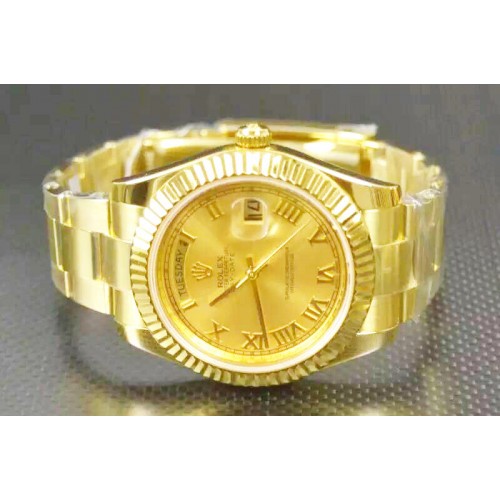 Rolex Day-Date II 18K Yellow Gold Wrapped Gold Roman Dial A3156 Best Edition